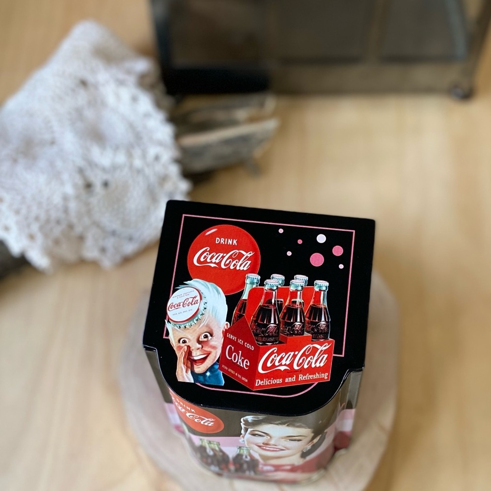 Coca-Cola Retro Vintage slant top Black and Red Hostess Girl Tin Box - Picture 6 of 7